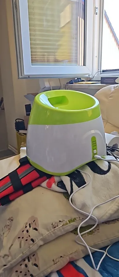 The launcher charging, cable plugged into the back